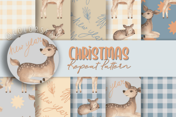 Christmas Deer Digital Paper Pack