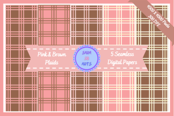 Cute Pink and Brown Plaid Digital Paper