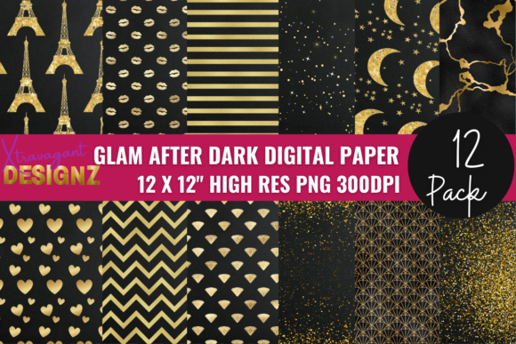 Glam After Dark: Elevating Digital Creativity with Sophisticated Black & Gold Digital Paper