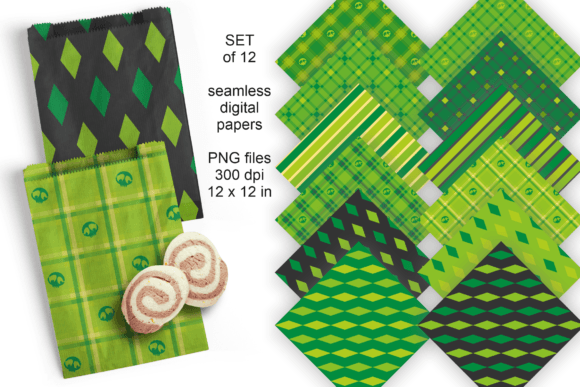 Green Halloween Seamless Paper Set of 12
