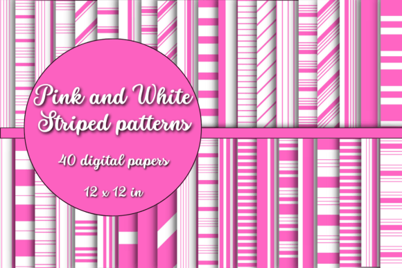 Pink and White Striped Digital Papers