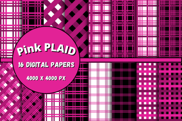 Pink Plaid Pattern Digital Paper