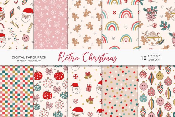 Retro Groovy Christmas Seamless Pattern