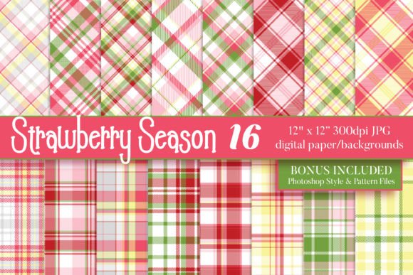 Strawberry Season Plaid Papers Seamless