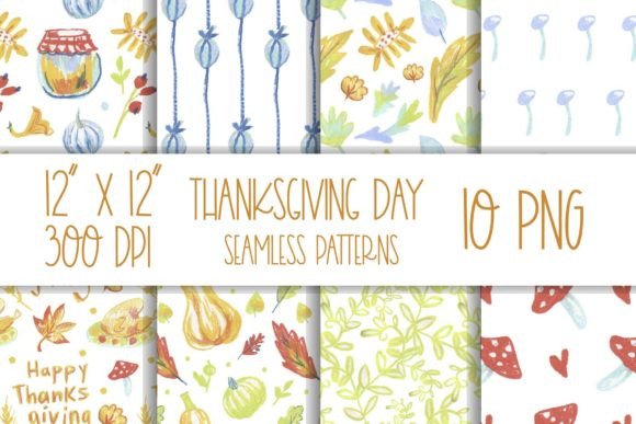 Thanksgiving Digital Designs Colorful: Seamless Patterns That Elevate Seasonal Creativity and Commercial Design
