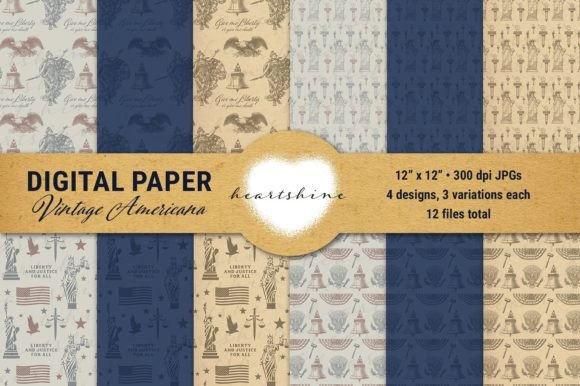 Vintage Americana Digital Paper Pack