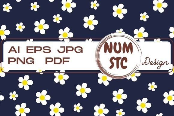 White Flower Pattern Dark Blue Background